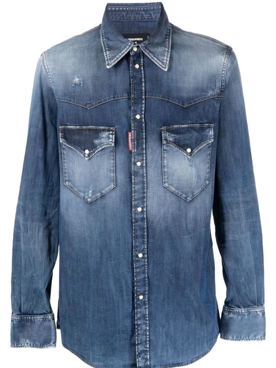 Uomo DSQUARED2 Camicie | Camicia In Denim