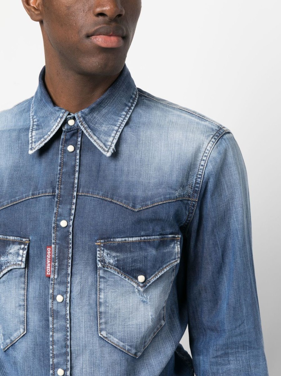 Uomo DSQUARED2 Camicie | Camicia In Denim