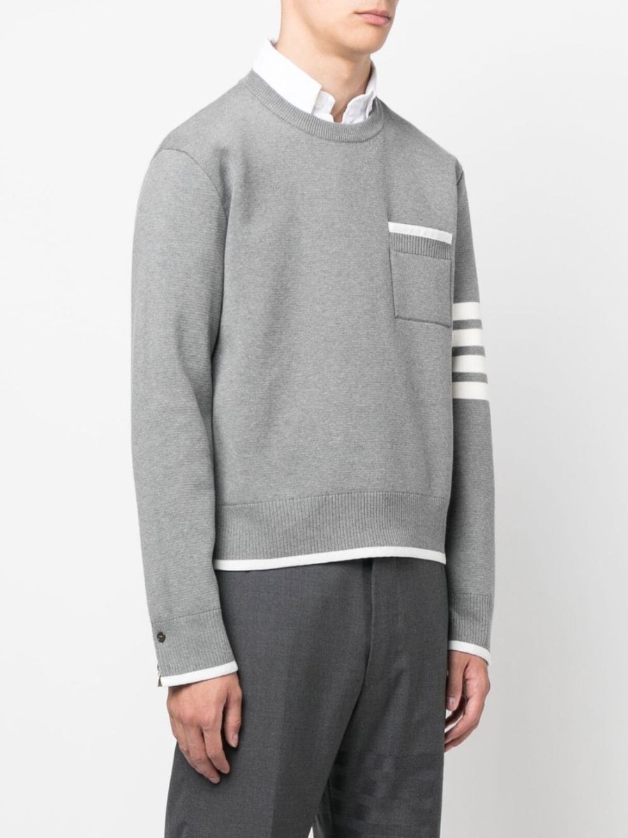 Uomo THOM BROWNE Felpe | Maglia A Righe 4-Bar