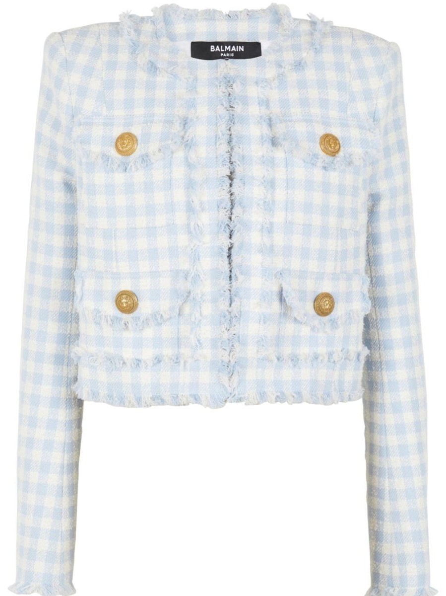 Donna BALMAIN Capispalla | Giacca In Tweed Gingham