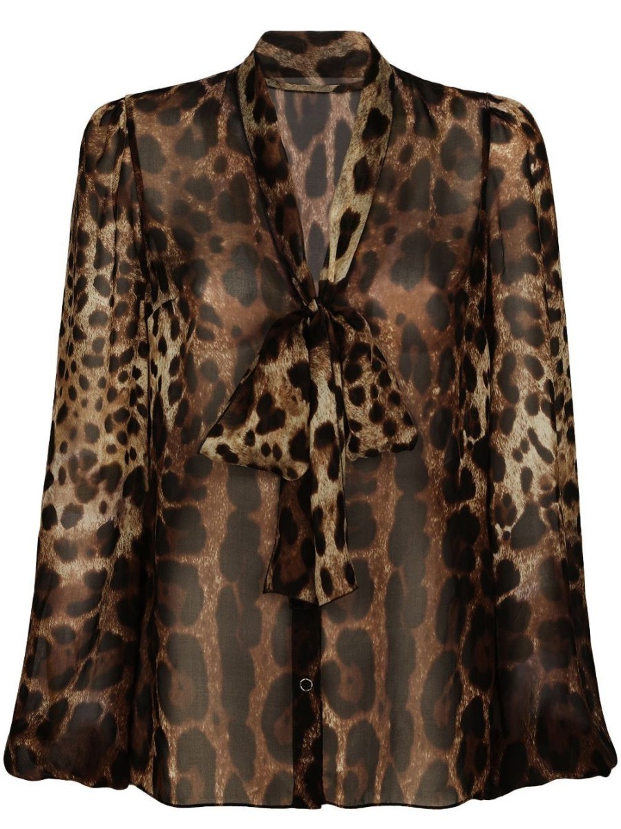 Donna DOLCE&GABBANA Camicie | Blusa In Seta Leopardata