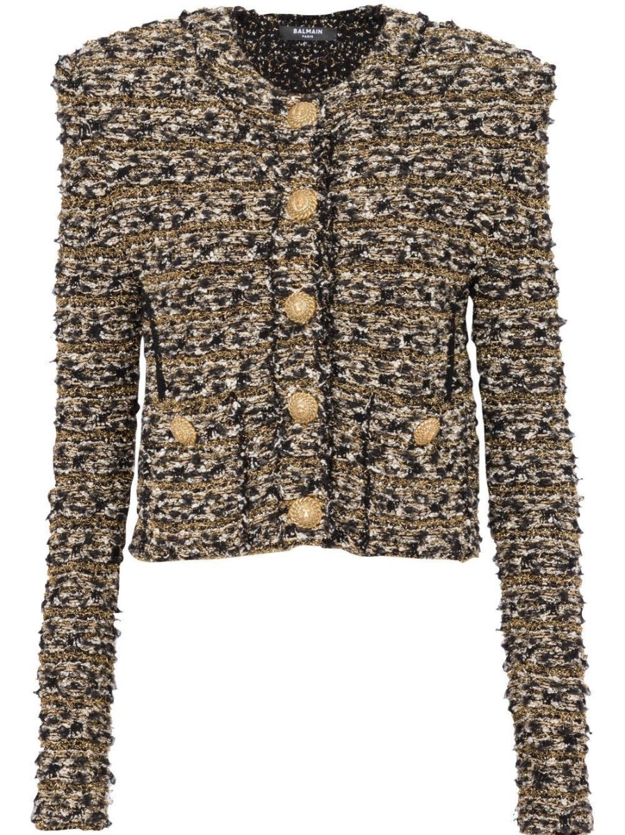 Donna BALMAIN Capispalla | Giacca Cropped In Tweed