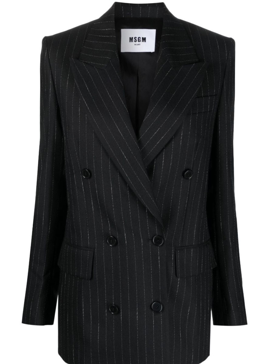 Donna MSGM Blazer | Blazer Doppiopetto Gessato